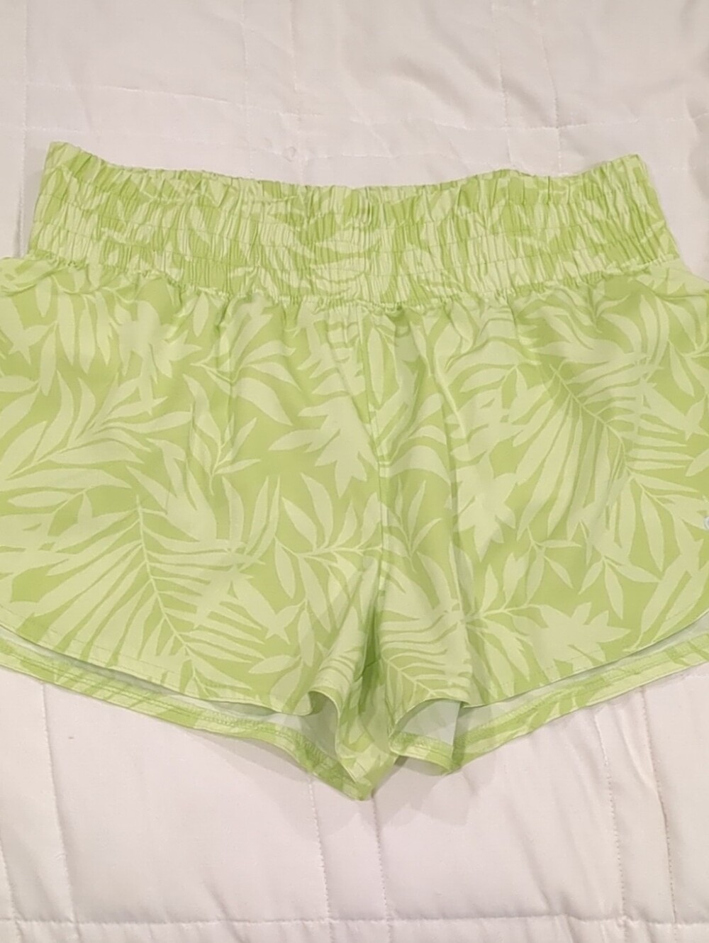 GapFit Neon Green Tropical-Print Athletic Shorts